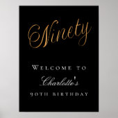 Schwarzes Gold 90. Geburtstagsparty Begrüßung Poster (Vorne)
