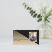 Schwarzes Gold Abschluss Foto Namenskarten einfüge (Stehend Vorderseite)