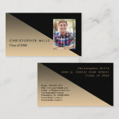 Schwarzes Gold Abschluss Foto Namenskarten einfüge (Vorne/Hinten)