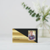 Schwarzes Gold Abschluss Foto Namenskarten einfüge (Stehend Vorderseite)