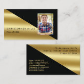 Schwarzes Gold Abschluss Foto Namenskarten einfüge (Vorne/Hinten)