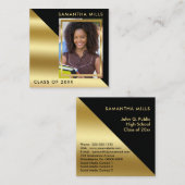 Schwarzes Gold Abschluss Foto Namenskarten einfüge (Vorne/Hinten)