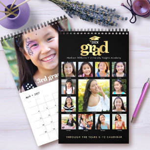 Schwarzes Gold Abschluss K-12 FotoCollage 15 Monat Kalender