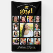 Schwarzes Gold Abschluss K-12 FotoCollage Moderne Banner (Vertikal)