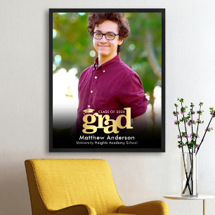 Schwarzes Gold-Abschlussfoto mit fetter Typografie Poster