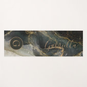 Schwarzes Gold Abstrakt-Marmor-Monogramm Yogamatte (Vorderseite (Horizontal))