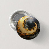 Schwarzes Gold Abstrakt Wirbel Modern Mond Button (Vorne & Hinten)