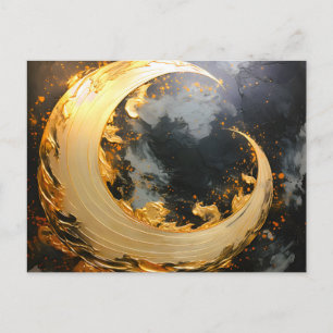 Schwarzes Gold Abstrakt Wirbel Modern Mond Feiertagspostkarte