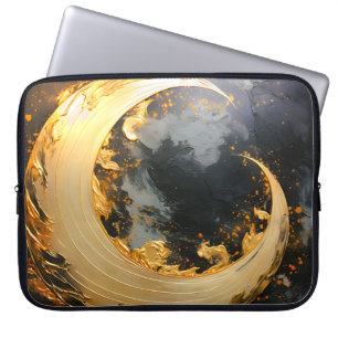 Schwarzes Gold Abstrakt Wirbel Modern Mond Laptopschutzhülle