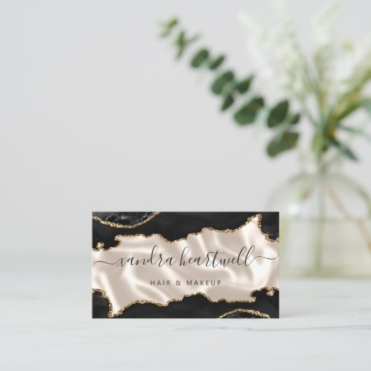 Schwarzes Gold Achat Elfenbein Luxus Stylist Visitenkarte (Stehend Vorderseite)