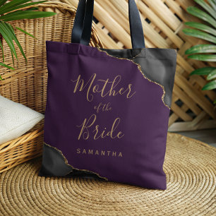 Schwarzes Gold-Achat Lila Mutter der Braut Tasche
