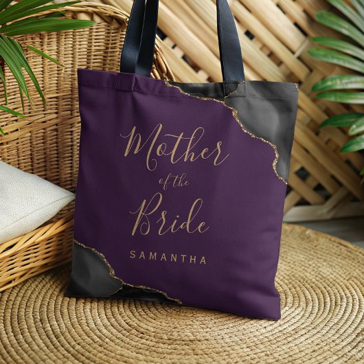 Schwarzes Gold-Achat Lila Mutter der Braut Tasche