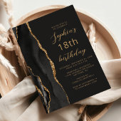 Schwarzes Gold-Achat-Script 18. Geburtstag Einladung