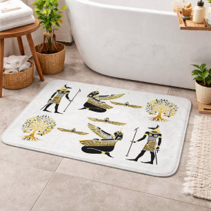 Schwarzes Gold-Ägyptische-Mythologie-Muster-Kunst Badematte