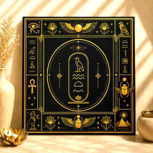 Schwarzes Gold-Ägyptisches Kartuschen-Symbol-Dekor Fliese
