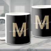 Schwarzes Gold Anfangsname Monogram Kaffeetasse