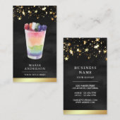 Schwarzes Gold Aquarellfarben Fruchtsaft Glas Visitenkarte (Vorne/Hinten)