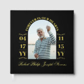 Schwarzes Gold Arch Foto für immer in unserem Herz Gästebuch (Vorderseite)