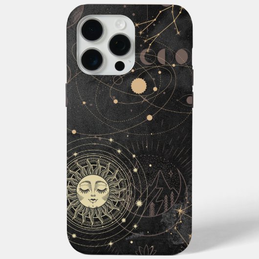 Schwarzes Gold Astrologisches Muster Case-Mate iPhone Hülle (Rückseite)
