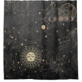 Schwarzes Gold Astrologisches Muster Duschvorhang (Vorderseite)