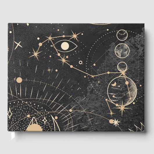 Schwarzes Gold Astrologisches Muster Gästebuch (Vorderseite)