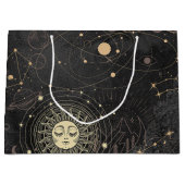 Schwarzes Gold Astrologisches Muster Große Geschenktüte (Vorderseite)