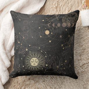 Schwarzes Gold Astrologisches Muster Kissen