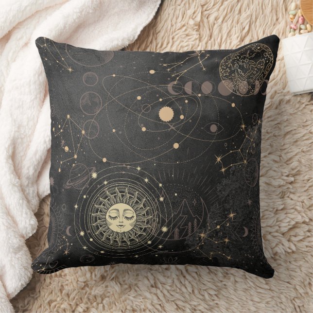 Schwarzes Gold Astrologisches Muster Kissen (Decke)