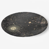 Schwarzes Gold Astrologisches Muster Pappteller (Schrägansicht)