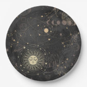 Schwarzes Gold Astrologisches Muster Pappteller (Vorderseite)