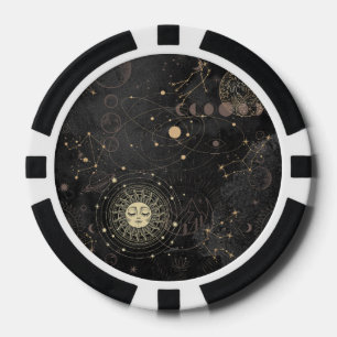 Schwarzes Gold Astrologisches Muster Pokerchips