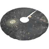 Schwarzes Gold Astrologisches Muster Polyester Weihnachtsbaumdecke (Schrägansicht)