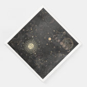 Schwarzes Gold Astrologisches Muster Serviette (Ecke)