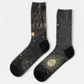 Schwarzes Gold Astrologisches Muster Socken (Linkes Detail)