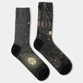 Schwarzes Gold Astrologisches Muster Socken (Rechts)