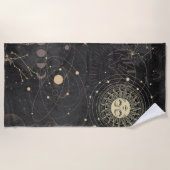 Schwarzes Gold Astrologisches Muster Strandtuch (Vorderseite)