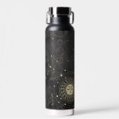 Schwarzes Gold Astrologisches Muster Trinkflasche (Vorne)