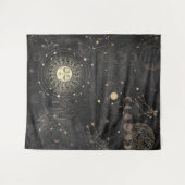 Schwarzes Gold Astrologisches Muster Wandteppich (Vorderseite (Horizontal))