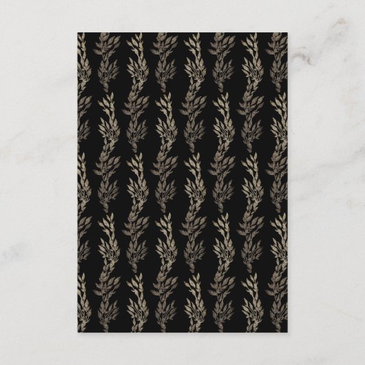 Schwarzes Gold auf Ebony Botanische Monogramm-Hoch Begleitkarte (Rückseite)