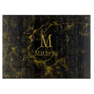 Schwarzes Gold aus Marmormonogramm Schneidebrett