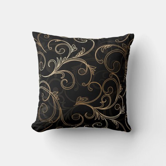 Schwarzes Gold Barock Kissen (Vorderseite)