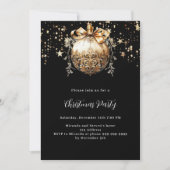 Schwarzes Gold bauble Vintage Sterne Weihnachts-Pa Einladung (Vorderseite)