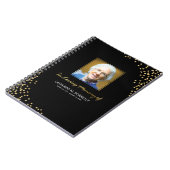Schwarzes Gold Beerdigung Beileid | Foto Memorial Notizblock (Linke Seite)