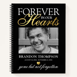 Schwarzes Gold Beerdigung Foto Memorial Gästebuch Notizblock