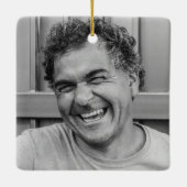 Schwarzes Gold Beerdigung Foto Weihnachten Keramikornament (Rückseite)