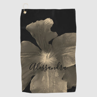 Schwarzes Gold benutzerdefiniertes Retro-Blumen-Wa Golfhandtuch