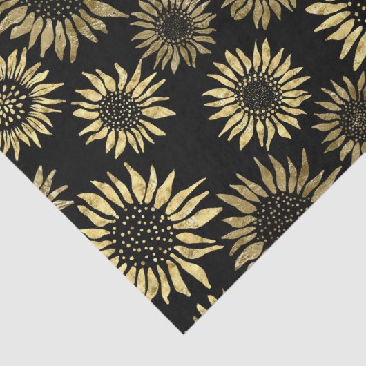 Schwarzes Gold Blumenzapier Seidenpapier (Detail)