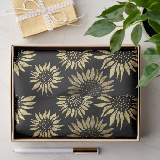 Schwarzes Gold Blumenzapier Seidenpapier (Geschenk)