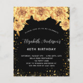 Schwarzes Gold Blumenzauber-Budget Einladung (Vorderseite)