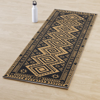 Schwarzes Gold Boho Abstract-Oberflächenmuster Yogamatte
